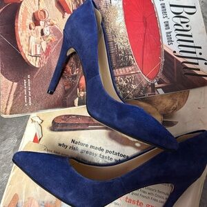 Ivanka Trump Royal Blue Suede Pointed-Toe Stiletto Pumps